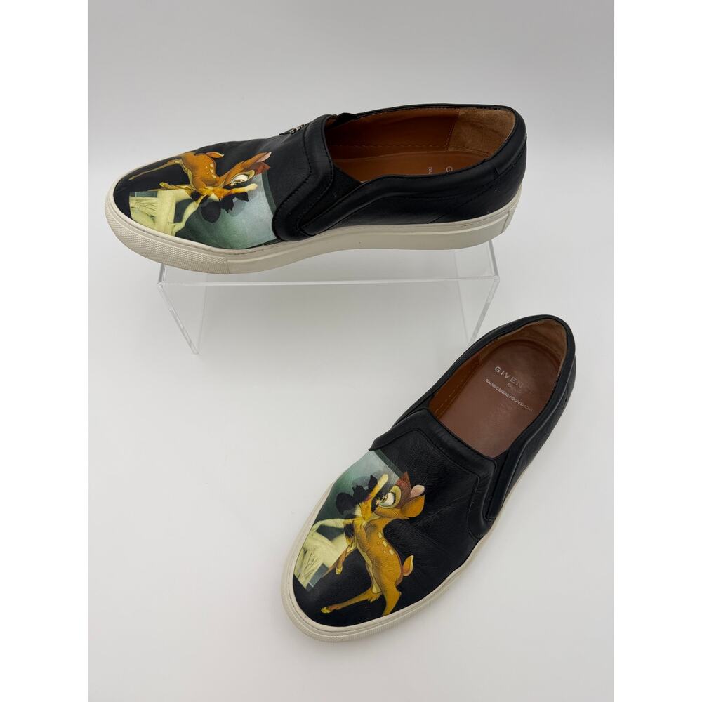 Authentic Givenchy Bambi Disney Slip On Sneakers Black Leather Size 39 / 9 - Picture 2 of 14